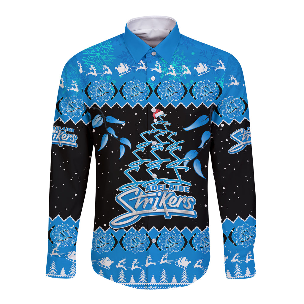 adelaide-strikers-cricket-christmas-long-sleeve-button-shirt-merry-xmas-2023-indigenous-art