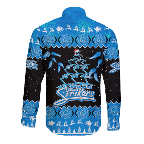 adelaide-strikers-cricket-christmas-long-sleeve-button-shirt-merry-xmas-2023-indigenous-art