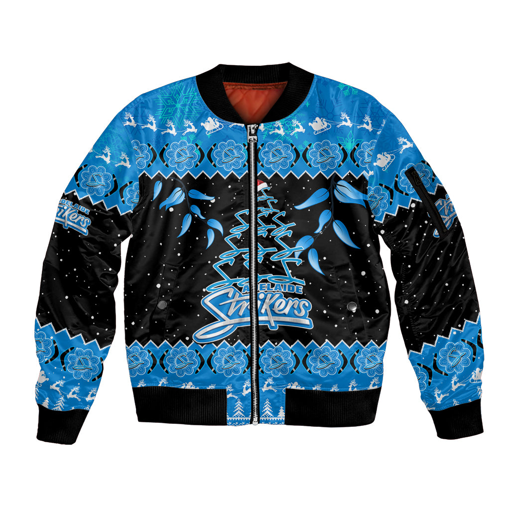 adelaide-strikers-cricket-christmas-sleeve-zip-bomber-jacket-merry-xmas-2023-indigenous-art