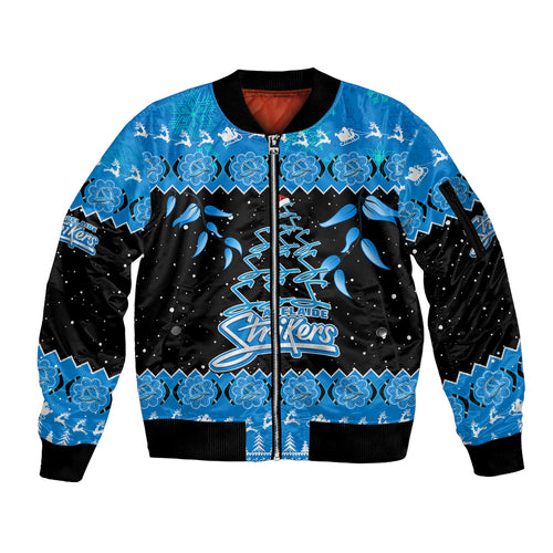 adelaide-strikers-cricket-christmas-sleeve-zip-bomber-jacket-merry-xmas-2023-indigenous-art