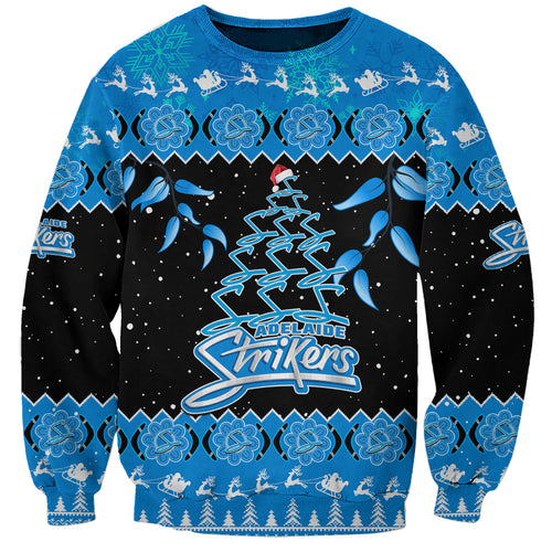 adelaide-strikers-cricket-christmas-sweatshirt-merry-xmas-2023-indigenous-art