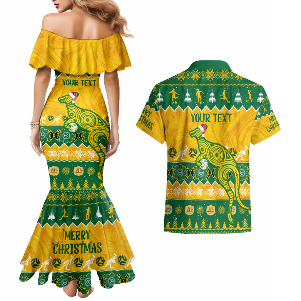 personalised-australia-soccer-christmas-couples-matching-mermaid-dress-and-hawaiian-shirt-all-i-want-for-xmas-is-matildas