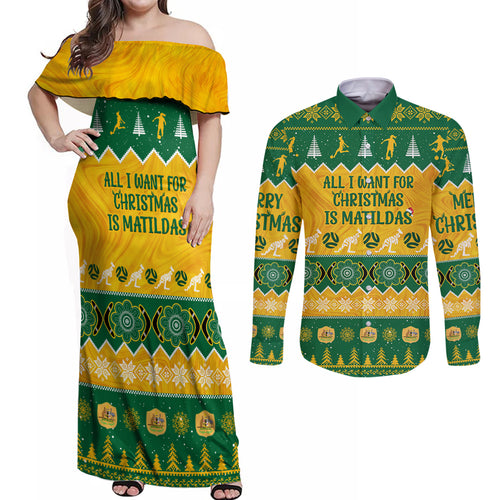 personalised-australia-soccer-christmas-couples-matching-off-shoulder-maxi-dress-and-long-sleeve-button-shirt-all-i-want-for-xmas-is-matildas