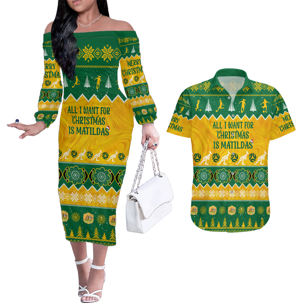 personalised-australia-soccer-christmas-couples-matching-off-the-shoulder-long-sleeve-dress-and-hawaiian-shirt-all-i-want-for-xmas-is-matildas