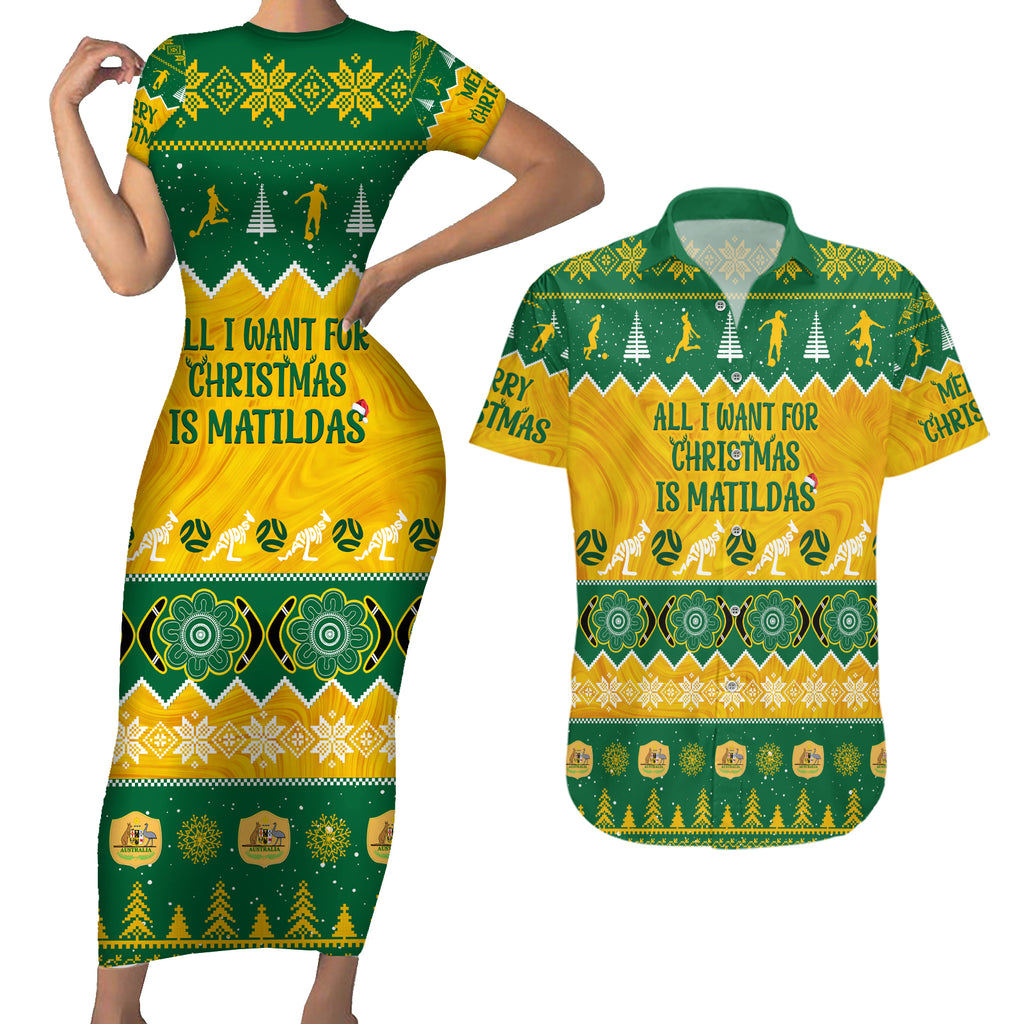 personalised-australia-soccer-christmas-couples-matching-short-sleeve-bodycon-dress-and-hawaiian-shirt-all-i-want-for-xmas-is-matildas