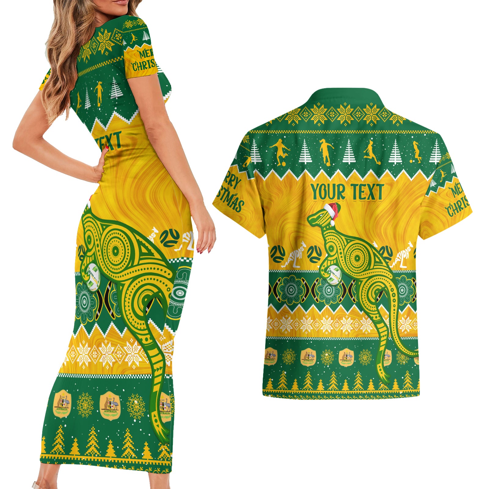 personalised-australia-soccer-christmas-couples-matching-short-sleeve-bodycon-dress-and-hawaiian-shirt-all-i-want-for-xmas-is-matildas