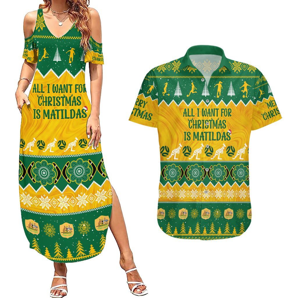 personalised-australia-soccer-christmas-couples-matching-summer-maxi-dress-and-hawaiian-shirt-all-i-want-for-xmas-is-matildas