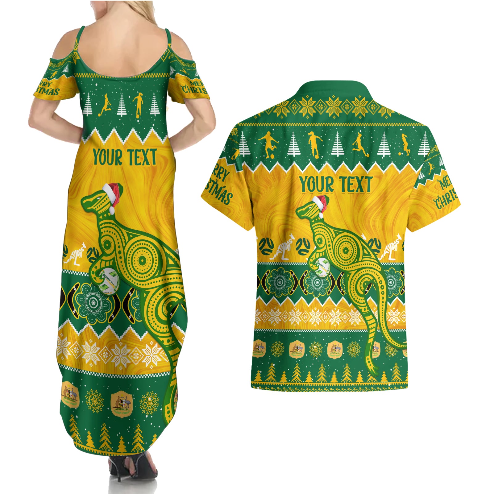 personalised-australia-soccer-christmas-couples-matching-summer-maxi-dress-and-hawaiian-shirt-all-i-want-for-xmas-is-matildas