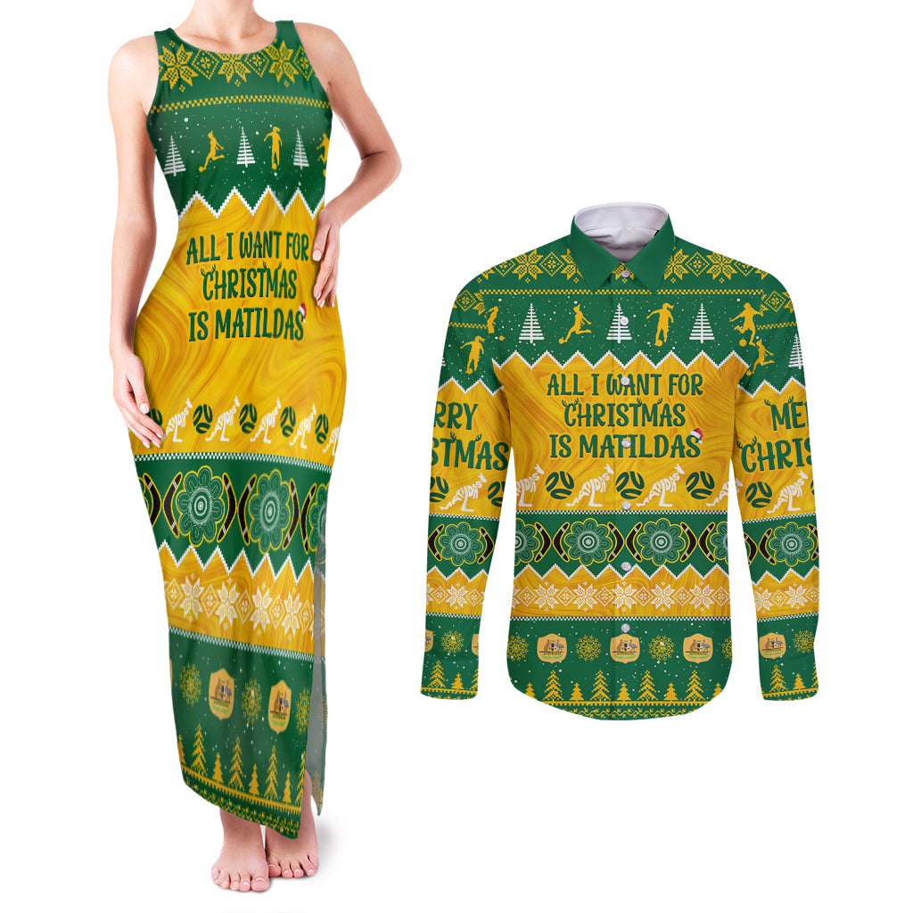 personalised-australia-soccer-christmas-couples-matching-tank-maxi-dress-and-long-sleeve-button-shirt-all-i-want-for-xmas-is-matildas