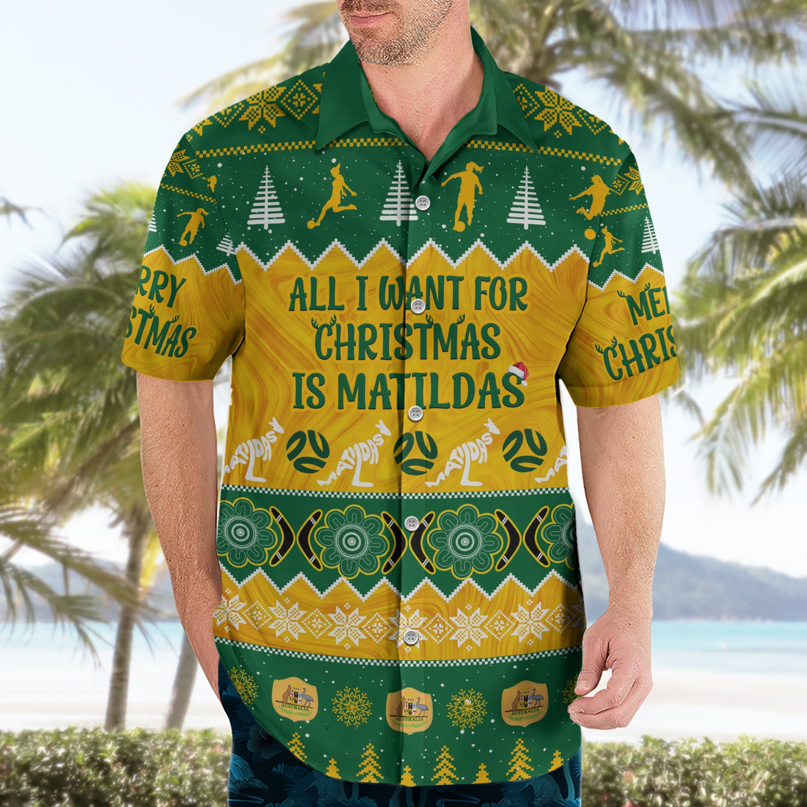 personalised-australia-soccer-christmas-hawaiian-shirt-all-i-want-for-xmas-is-matildas