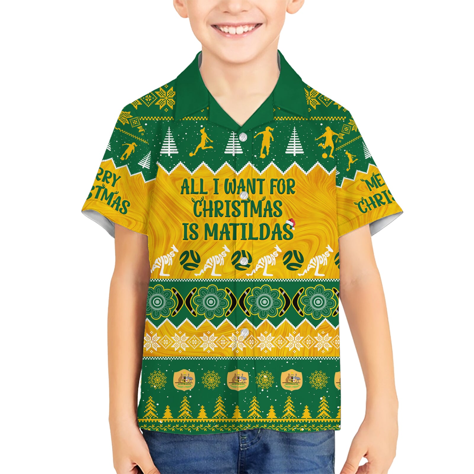 personalised-australia-soccer-christmas-kid-hawaiian-shirt-all-i-want-for-xmas-is-matildas