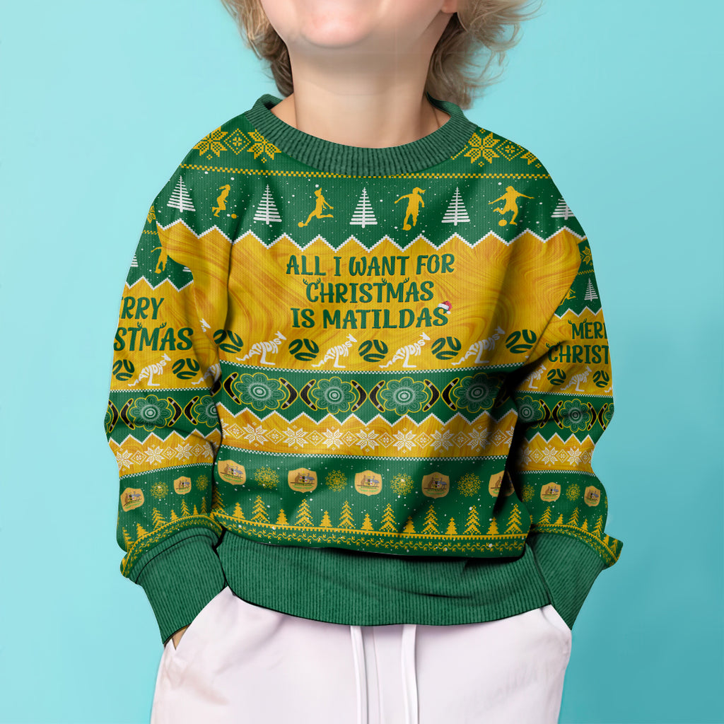 personalised-australia-soccer-christmas-kid-ugly-christmas-sweater-all-i-want-for-xmas-is-matildas