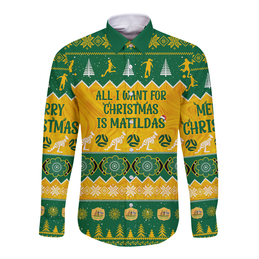 personalised-australia-soccer-christmas-long-sleeve-button-shirt-all-i-want-for-xmas-is-matildas