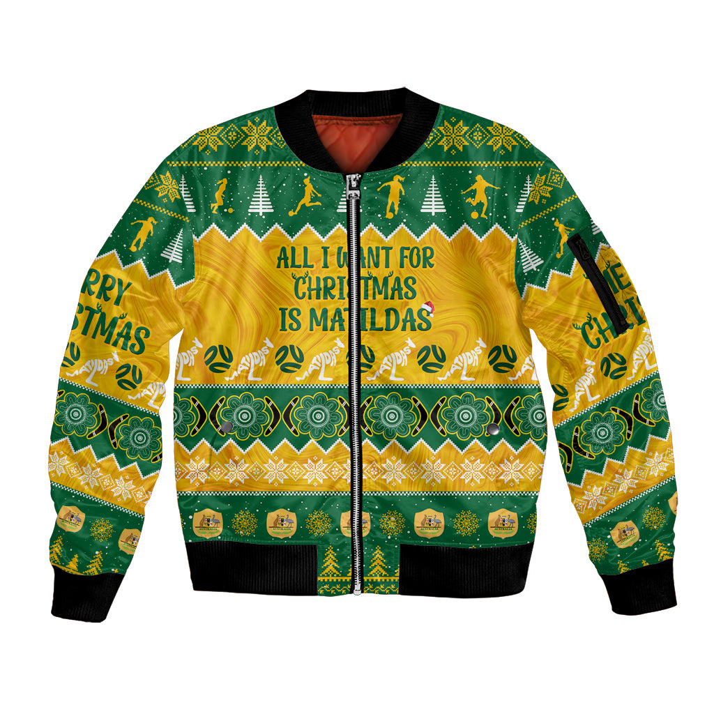 personalised-australia-soccer-christmas-sleeve-zip-bomber-jacket-all-i-want-for-xmas-is-matildas