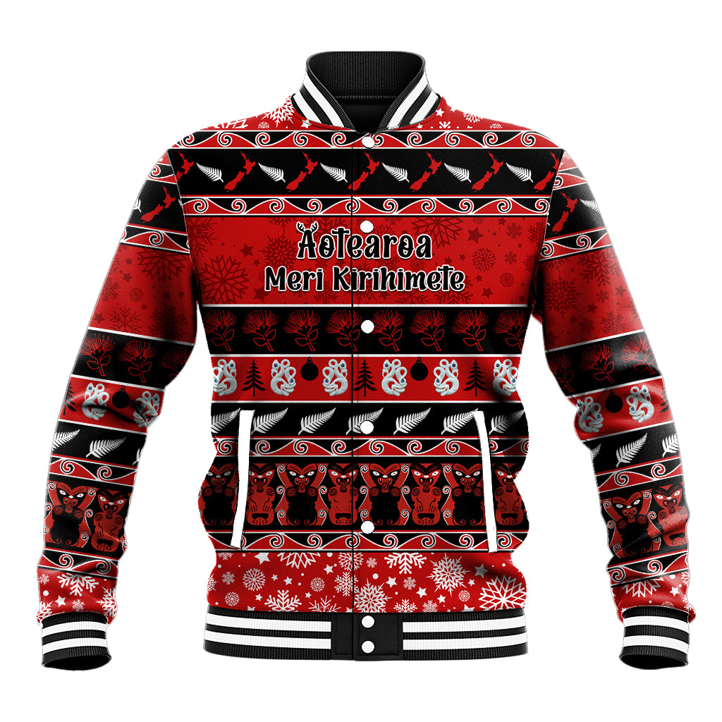 personalised-new-zealand-christmas-baseball-jacket-aotearoa-kiwi-meri-kirihimete-red-version