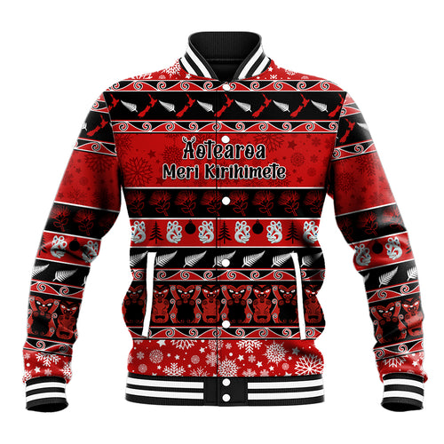 personalised-new-zealand-christmas-baseball-jacket-aotearoa-kiwi-meri-kirihimete-red-version