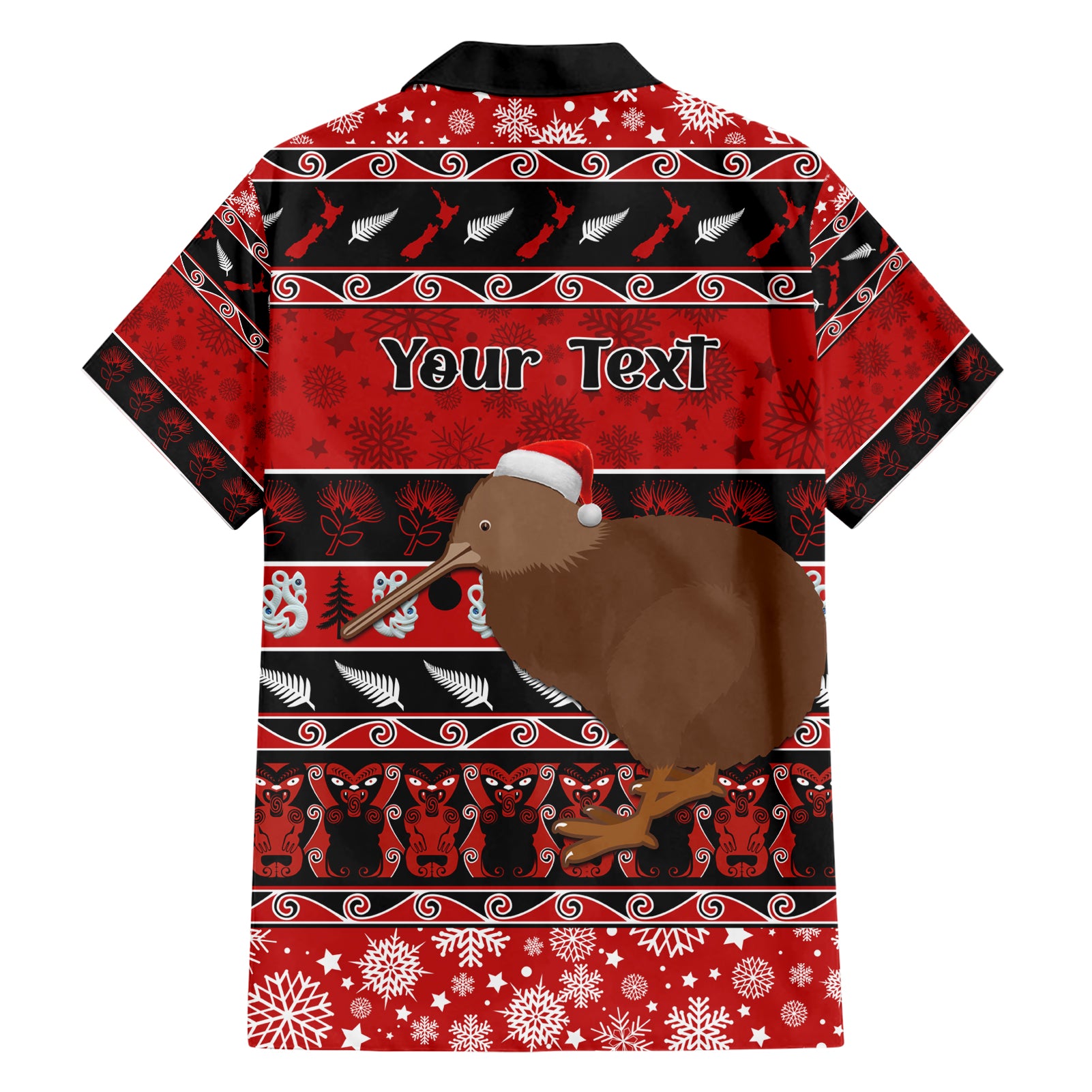 personalised-new-zealand-christmas-hawaiian-shirt-aotearoa-kiwi-meri-kirihimete-red-version