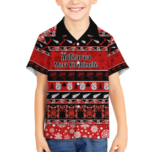 personalised-new-zealand-christmas-hawaiian-shirt-aotearoa-kiwi-meri-kirihimete-red-version