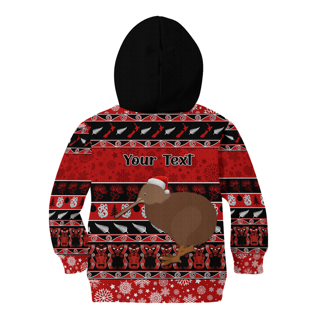 personalised-new-zealand-christmas-kid-hoodie-aotearoa-kiwi-meri-kirihimete-red-version