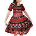 personalised-new-zealand-christmas-kid-short-sleeve-dress-aotearoa-kiwi-meri-kirihimete-red-version