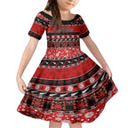 personalised-new-zealand-christmas-kid-short-sleeve-dress-aotearoa-kiwi-meri-kirihimete-red-version