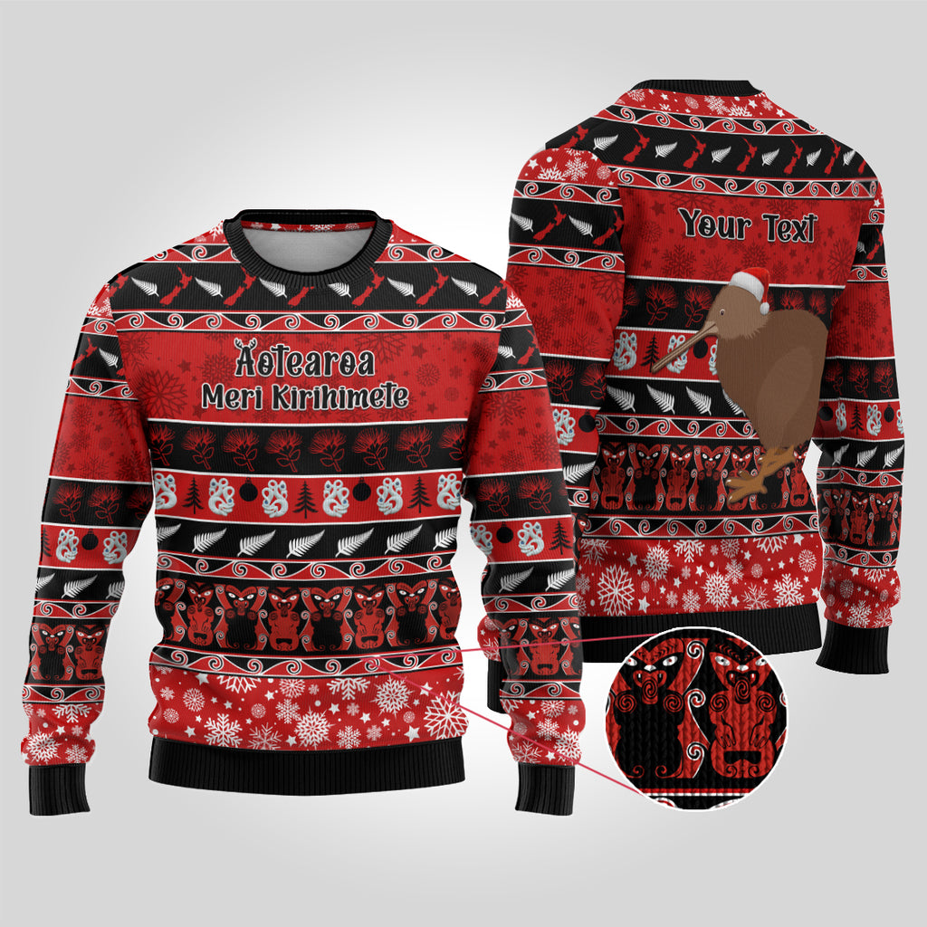 personalised-new-zealand-christmas-ugly-christmas-sweater-aotearoa-kiwi-meri-kirihimete-red-version
