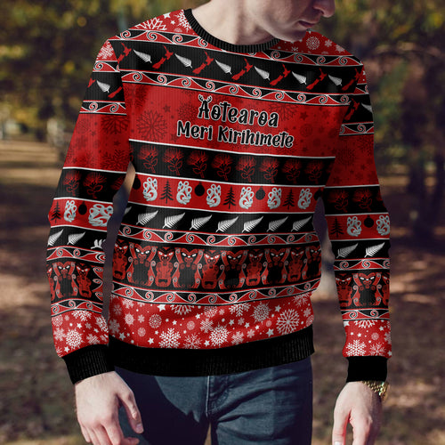 personalised-new-zealand-christmas-ugly-christmas-sweater-aotearoa-kiwi-meri-kirihimete-red-version