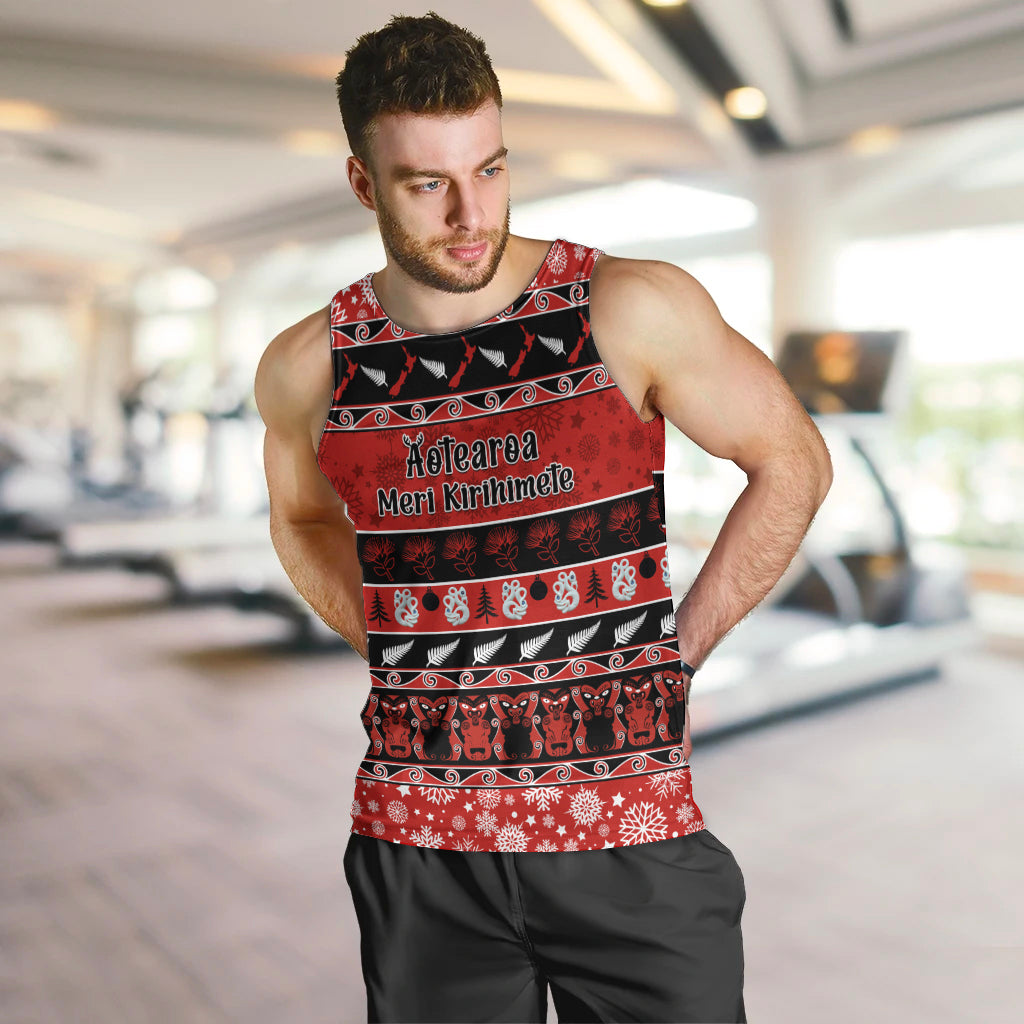 personalised-new-zealand-christmas-men-tank-top-aotearoa-kiwi-meri-kirihimete-red-version