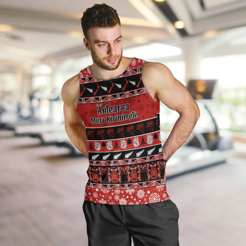 personalised-new-zealand-christmas-men-tank-top-aotearoa-kiwi-meri-kirihimete-red-version