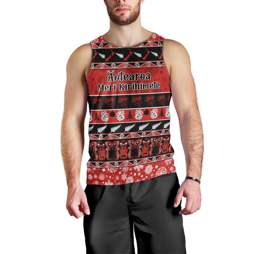 personalised-new-zealand-christmas-men-tank-top-aotearoa-kiwi-meri-kirihimete-red-version
