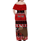 personalised-new-zealand-christmas-off-shoulder-maxi-dress-aotearoa-kiwi-meri-kirihimete-red-version
