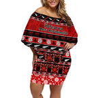 personalised-new-zealand-christmas-off-shoulder-short-dress-aotearoa-kiwi-meri-kirihimete-red-version