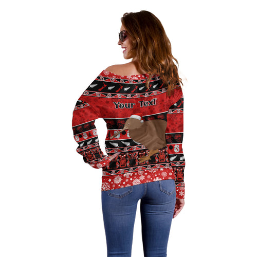 personalised-new-zealand-christmas-off-shoulder-sweater-aotearoa-kiwi-meri-kirihimete-red-version
