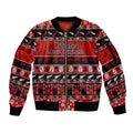 personalised-new-zealand-christmas-sleeve-zip-bomber-jacket-aotearoa-kiwi-meri-kirihimete-red-version
