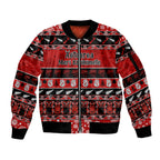 personalised-new-zealand-christmas-sleeve-zip-bomber-jacket-aotearoa-kiwi-meri-kirihimete-red-version