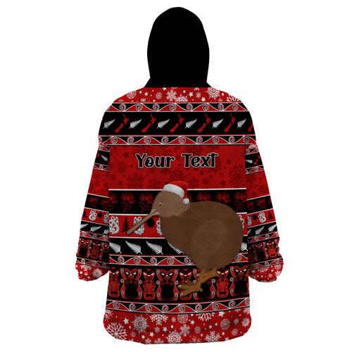 personalised-new-zealand-christmas-wearable-blanket-hoodie-aotearoa-kiwi-meri-kirihimete-red-version
