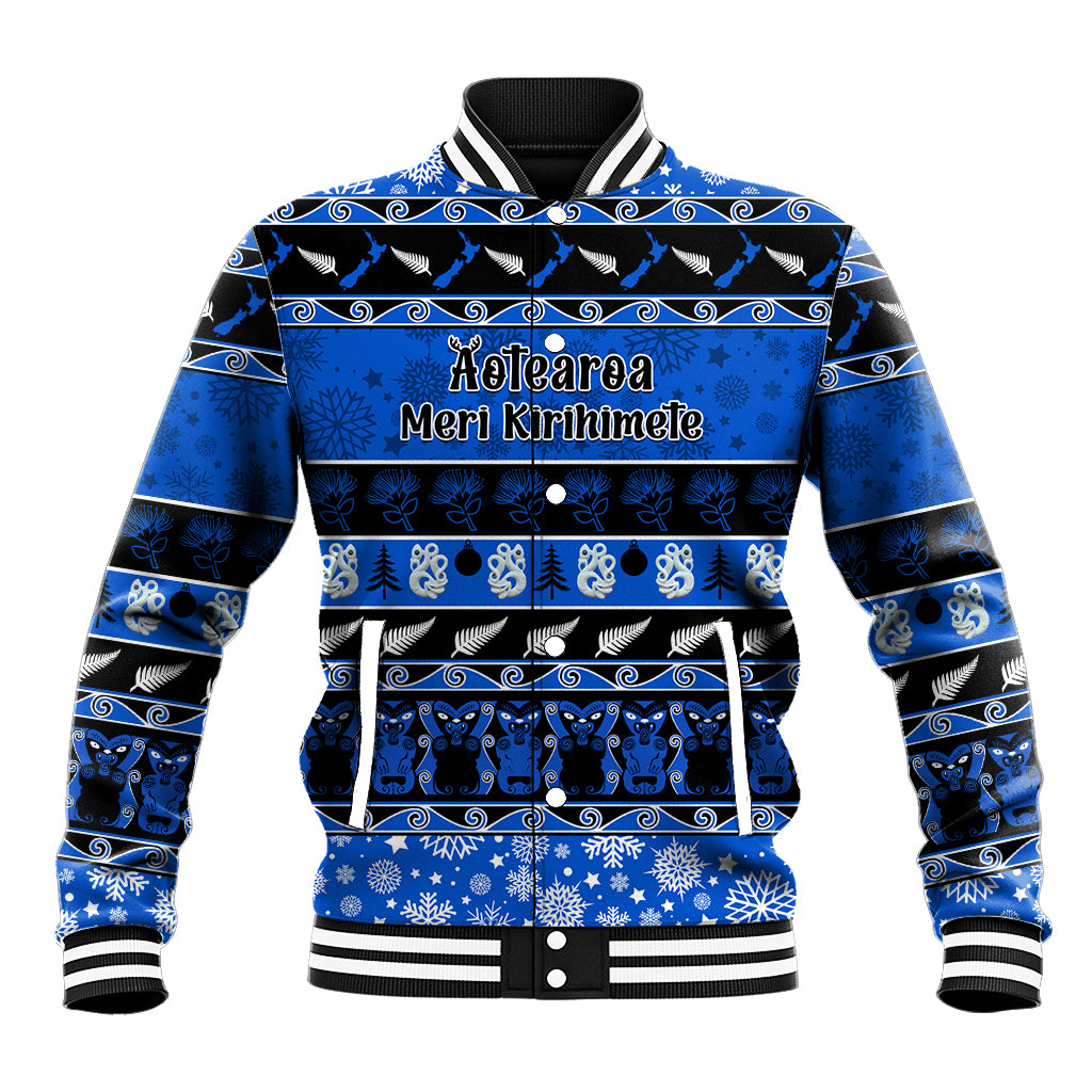 personalised-new-zealand-christmas-baseball-jacket-aotearoa-kiwi-meri-kirihimete-blue-version