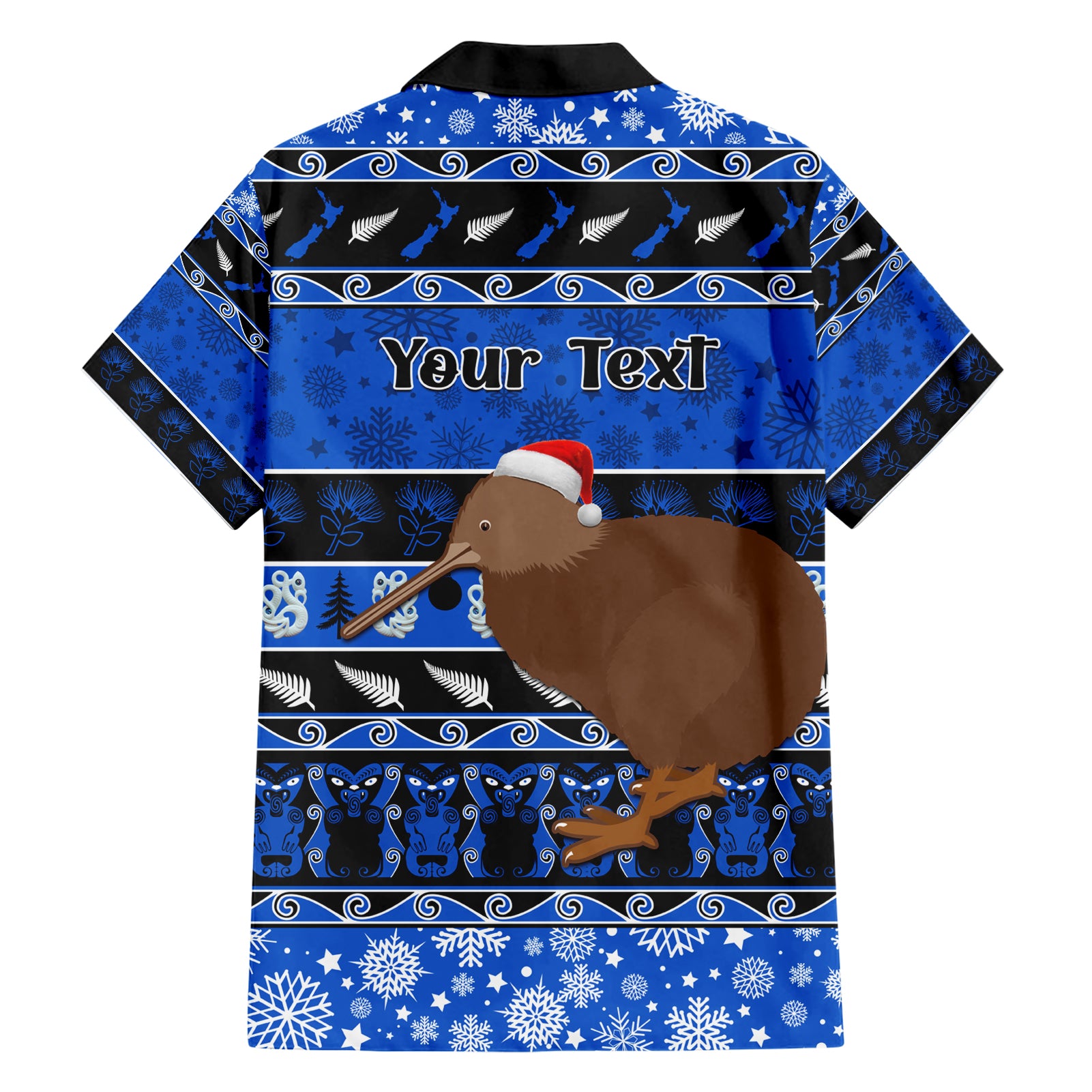 personalised-new-zealand-christmas-hawaiian-shirt-aotearoa-kiwi-meri-kirihimete-blue-version