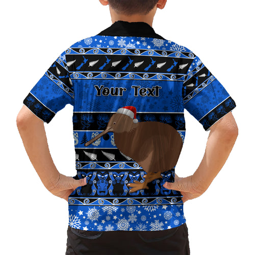 personalised-new-zealand-christmas-hawaiian-shirt-aotearoa-kiwi-meri-kirihimete-blue-version