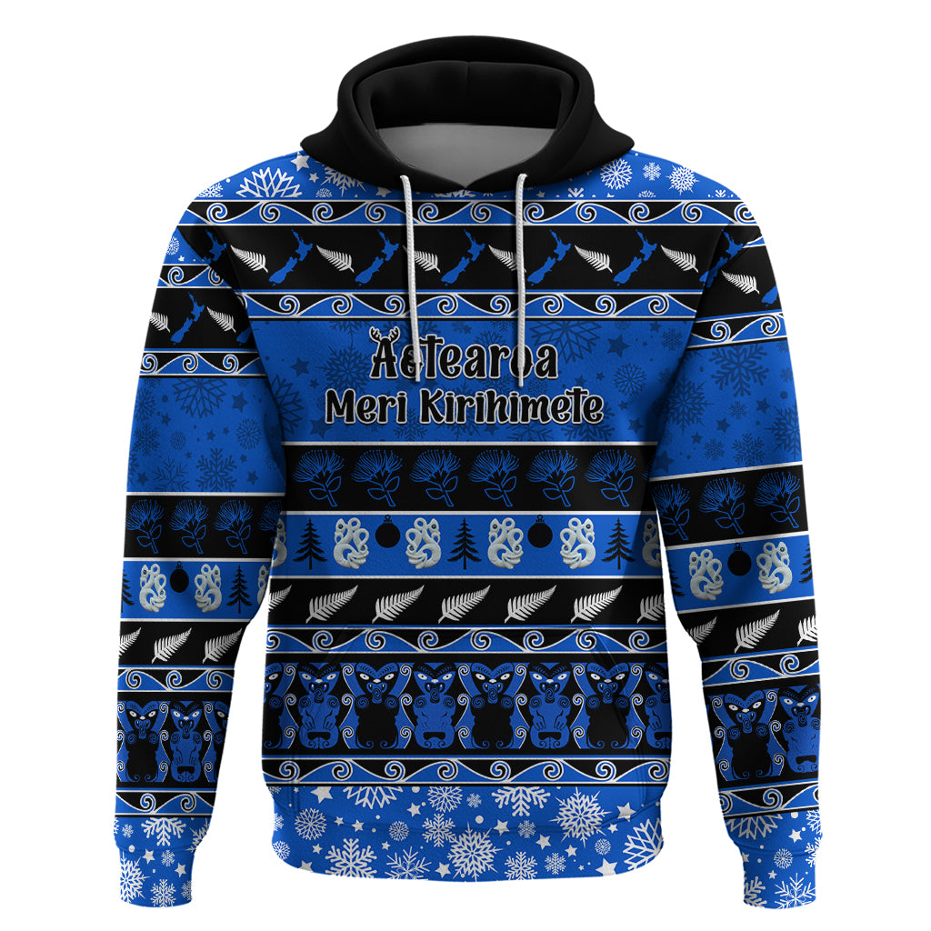 personalised-new-zealand-christmas-hoodie-aotearoa-kiwi-meri-kirihimete-blue-version