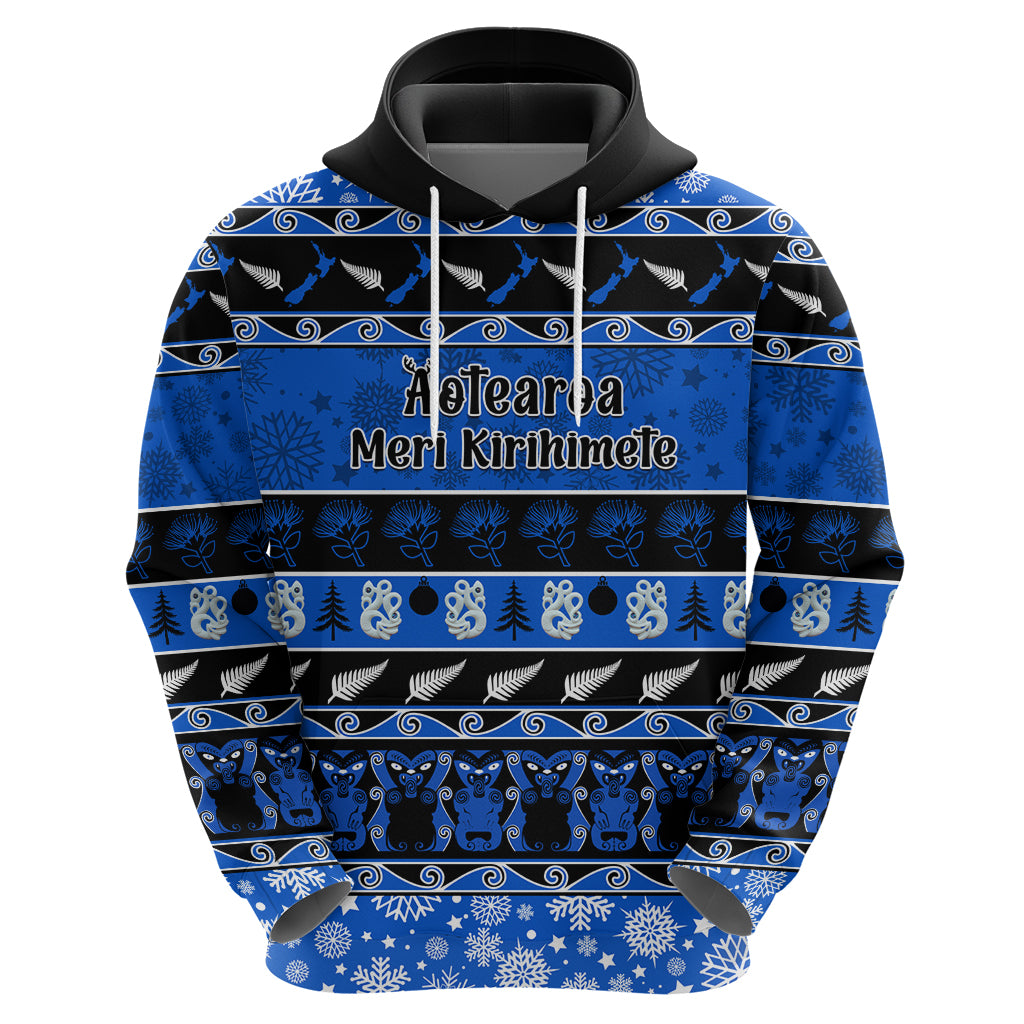 personalised-new-zealand-christmas-hoodie-aotearoa-kiwi-meri-kirihimete-blue-version