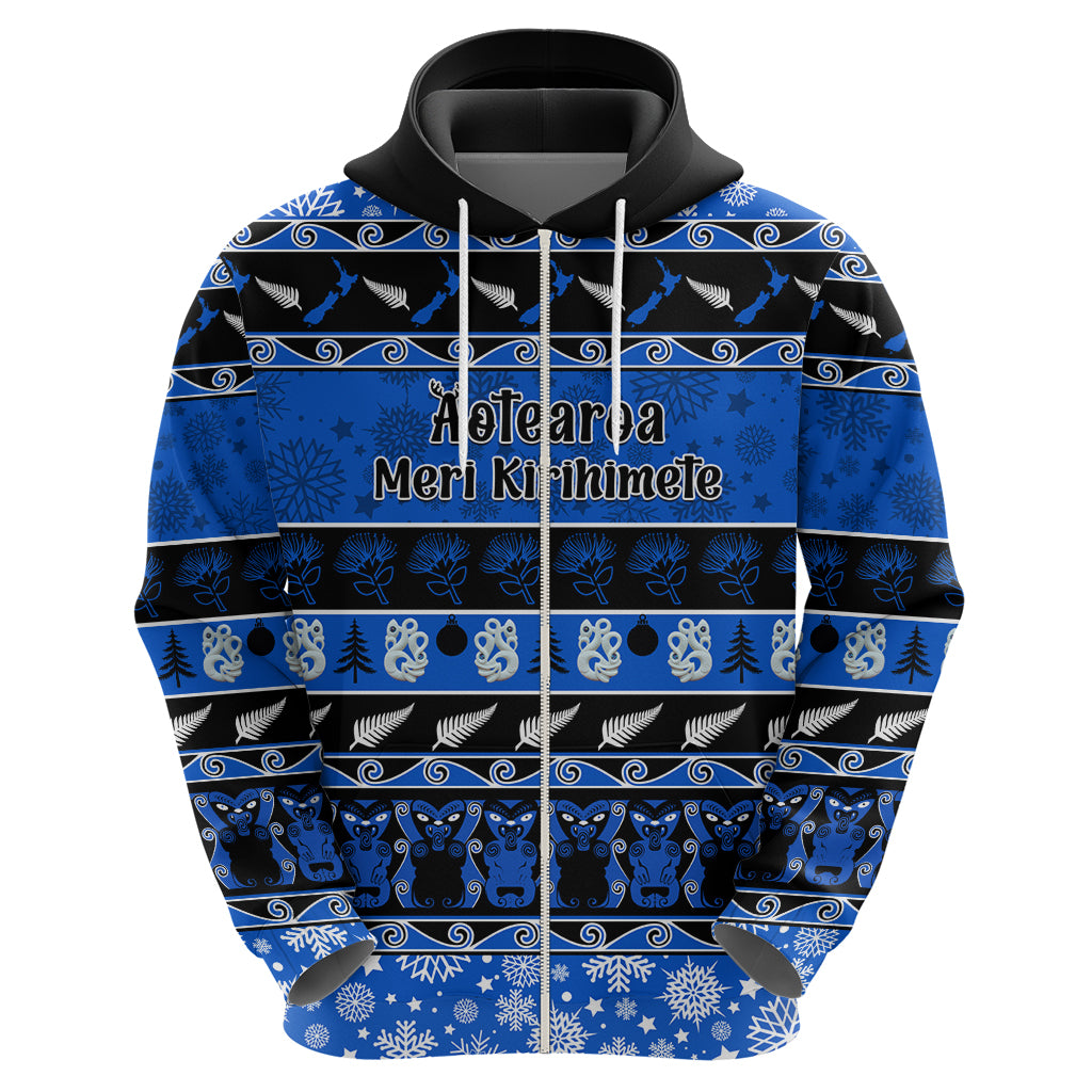 personalised-new-zealand-christmas-hoodie-aotearoa-kiwi-meri-kirihimete-blue-version