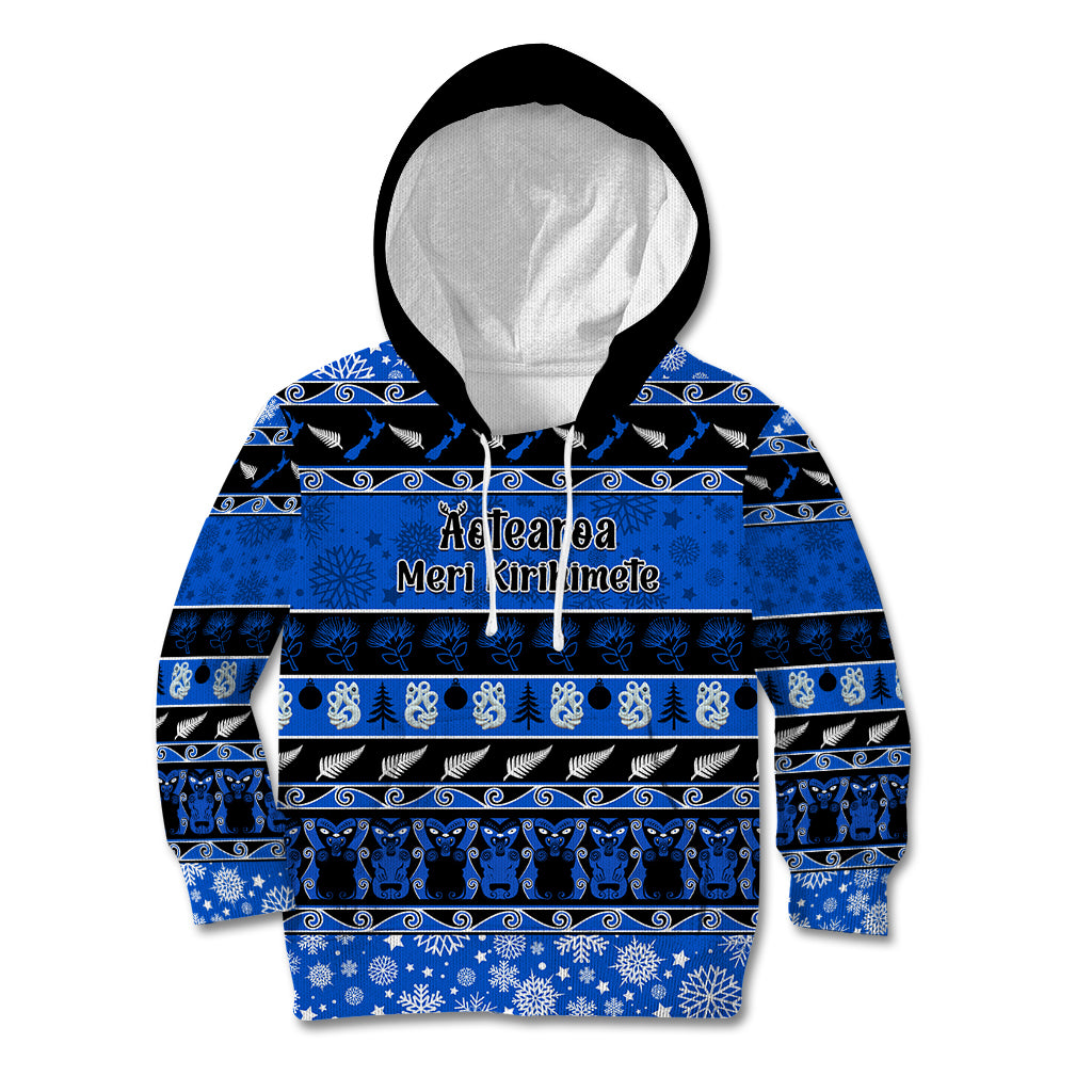 personalised-new-zealand-christmas-kid-hoodie-aotearoa-kiwi-meri-kirihimete-blue-version