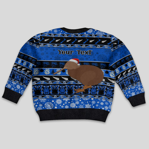 personalised-new-zealand-christmas-kid-ugly-christmas-sweater-aotearoa-kiwi-meri-kirihimete-blue-version