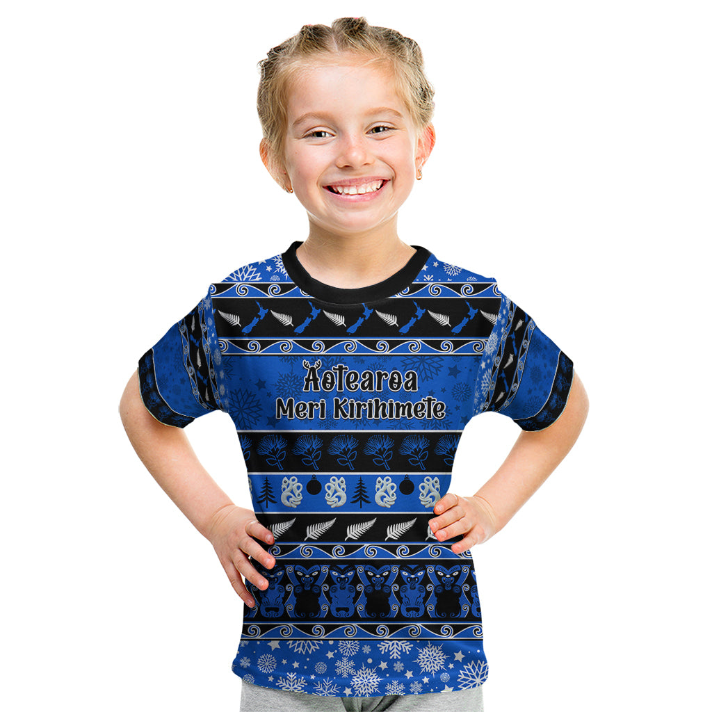 personalised-new-zealand-christmas-kid-t-shirt-aotearoa-kiwi-meri-kirihimete-blue-version