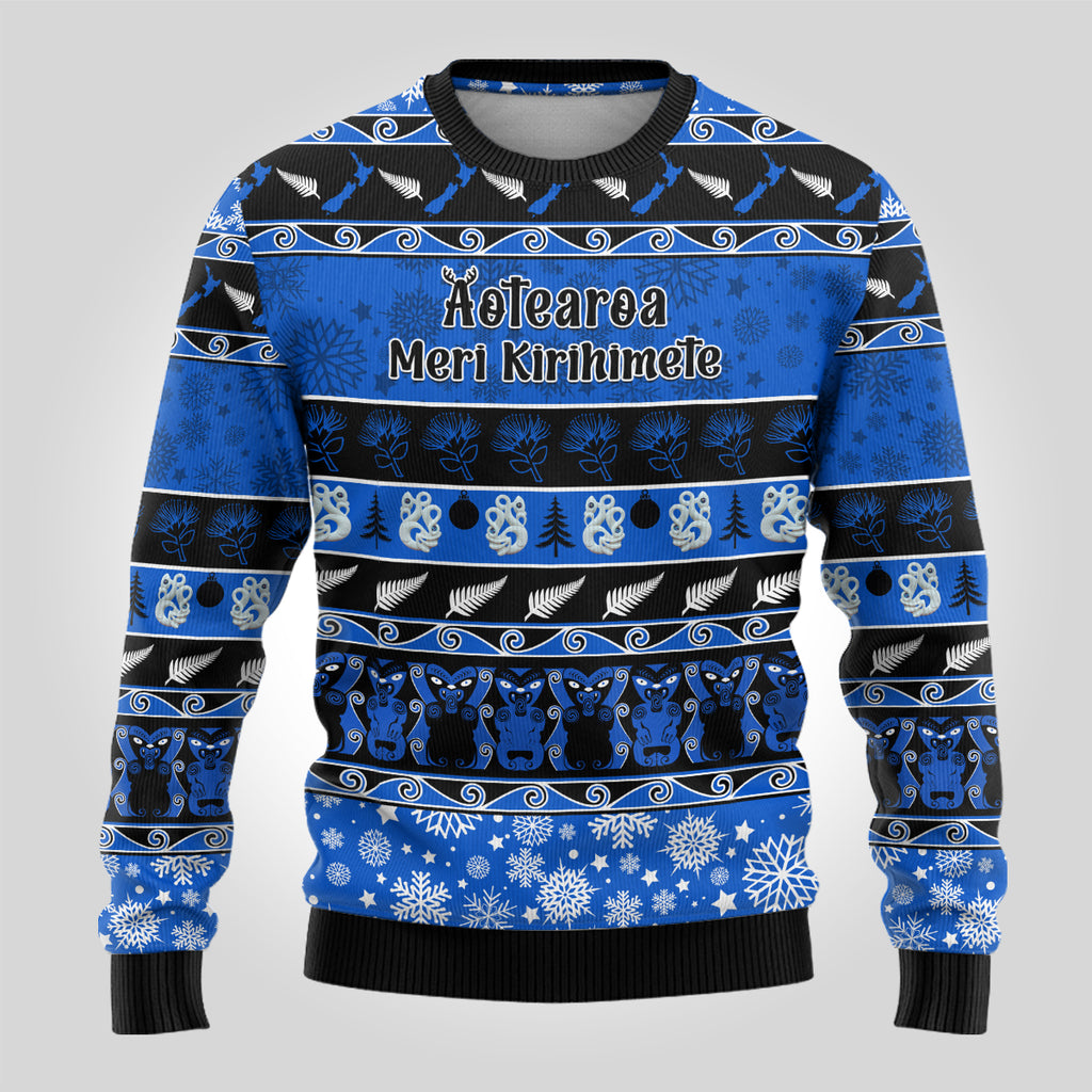 personalised-new-zealand-christmas-ugly-christmas-sweater-aotearoa-kiwi-meri-kirihimete-blue-version