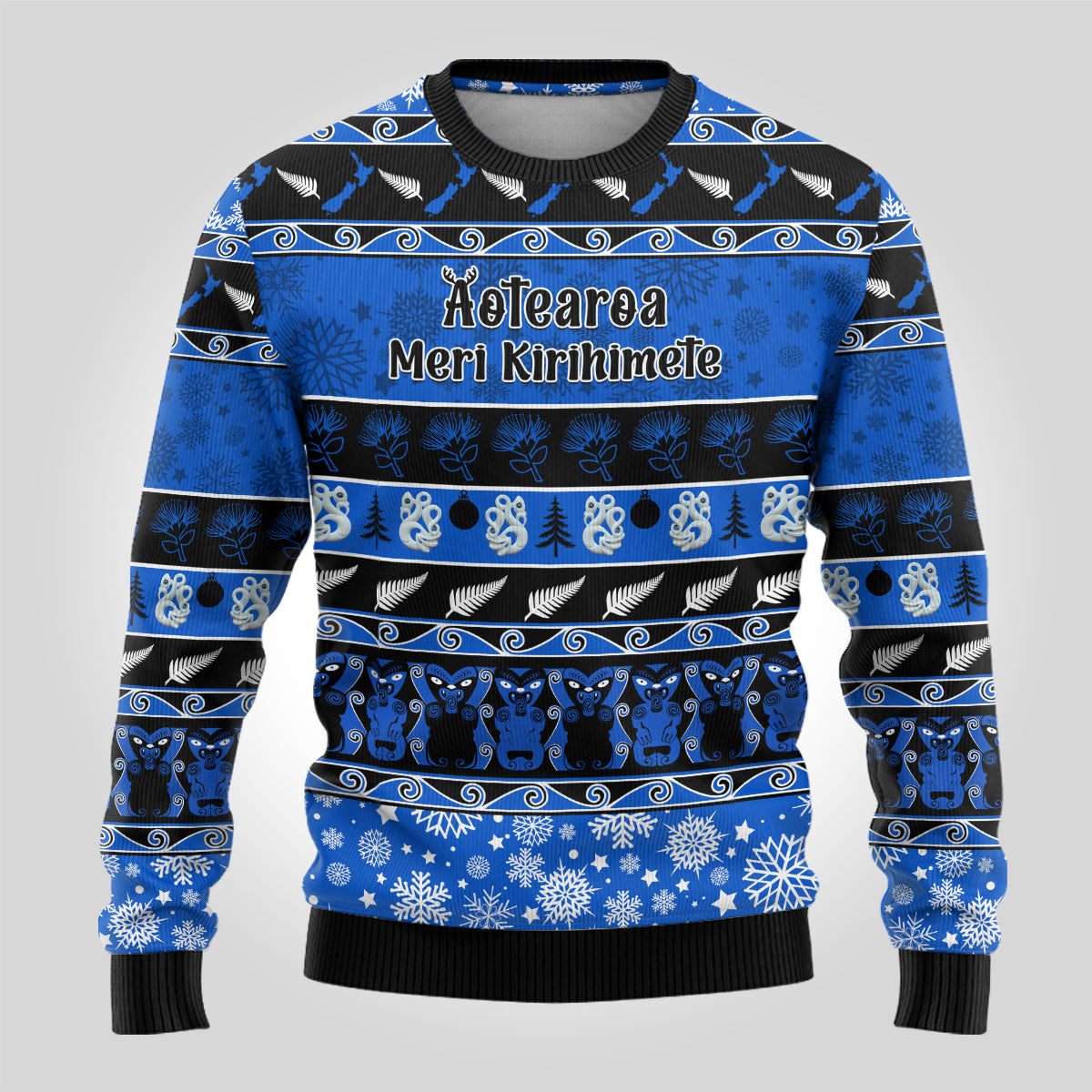 personalised-new-zealand-christmas-ugly-christmas-sweater-aotearoa-kiwi-meri-kirihimete-blue-version