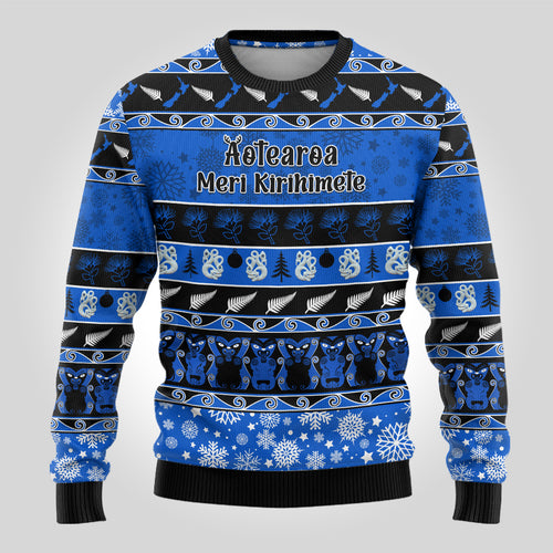 personalised-new-zealand-christmas-ugly-christmas-sweater-aotearoa-kiwi-meri-kirihimete-blue-version