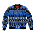 personalised-new-zealand-christmas-sleeve-zip-bomber-jacket-aotearoa-kiwi-meri-kirihimete-blue-version