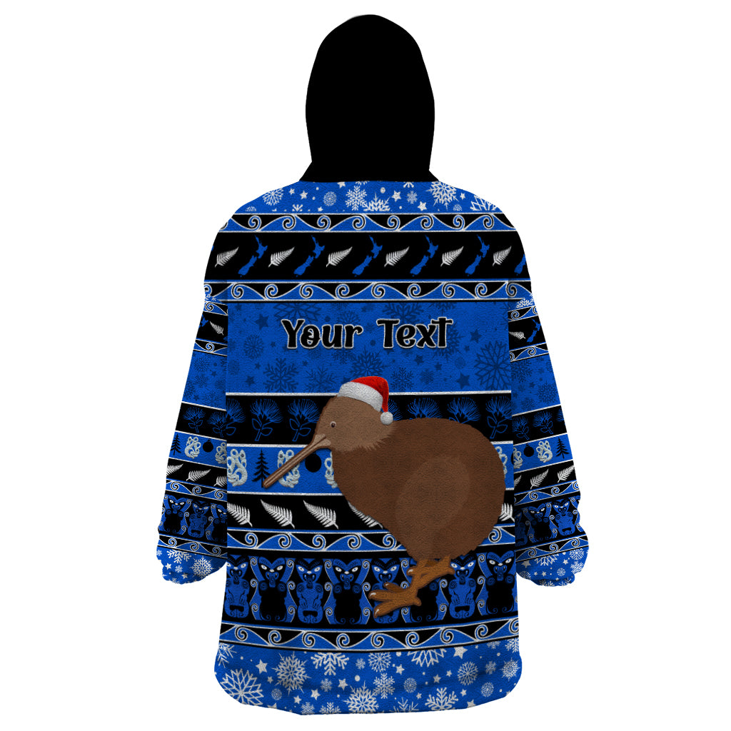 personalised-new-zealand-christmas-wearable-blanket-hoodie-aotearoa-kiwi-meri-kirihimete-blue-version
